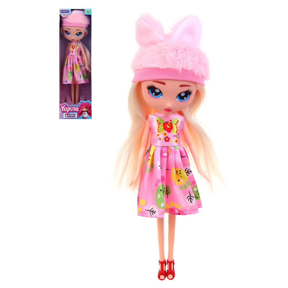 ИГРОЛЕНД Кукла в шапочке с ушками, PP, PVC, 7х5,5х25,5 см, 5 диз., арт.№ 267-999