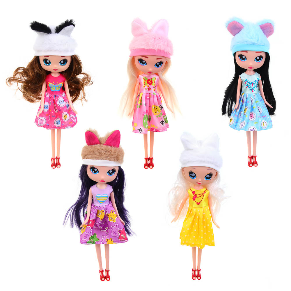 ИГРОЛЕНД Кукла в шапочке с ушками, PP, PVC, 7х5,5х25,5 см, 5 диз., арт.№ 267-999