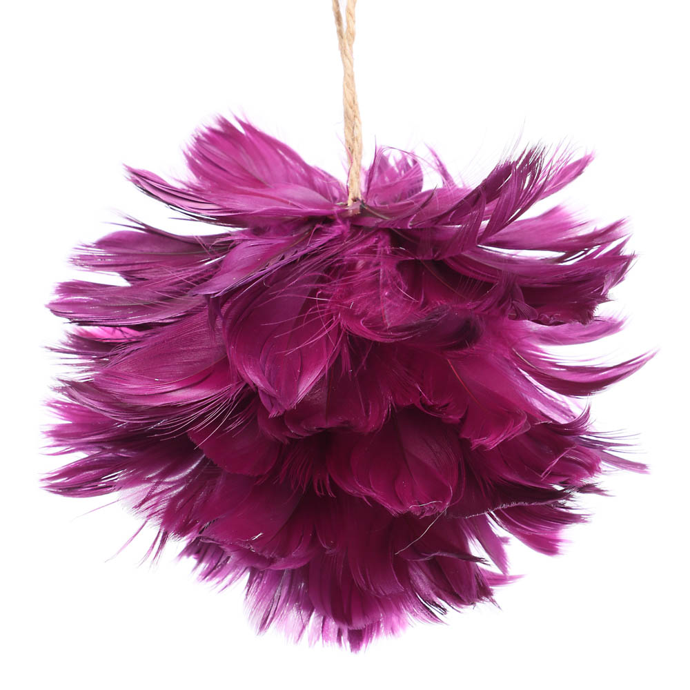 СНОУ БУМ Подвеска, в виде цветка из перьев, 12x8 см, цвет бордо, арт.№ 374-455