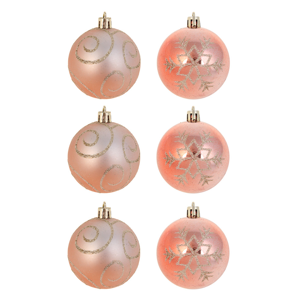 СНОУ БУМ Набор шаров 6 см, 6 шт, розовый, 26-174, арт.№ 373-591