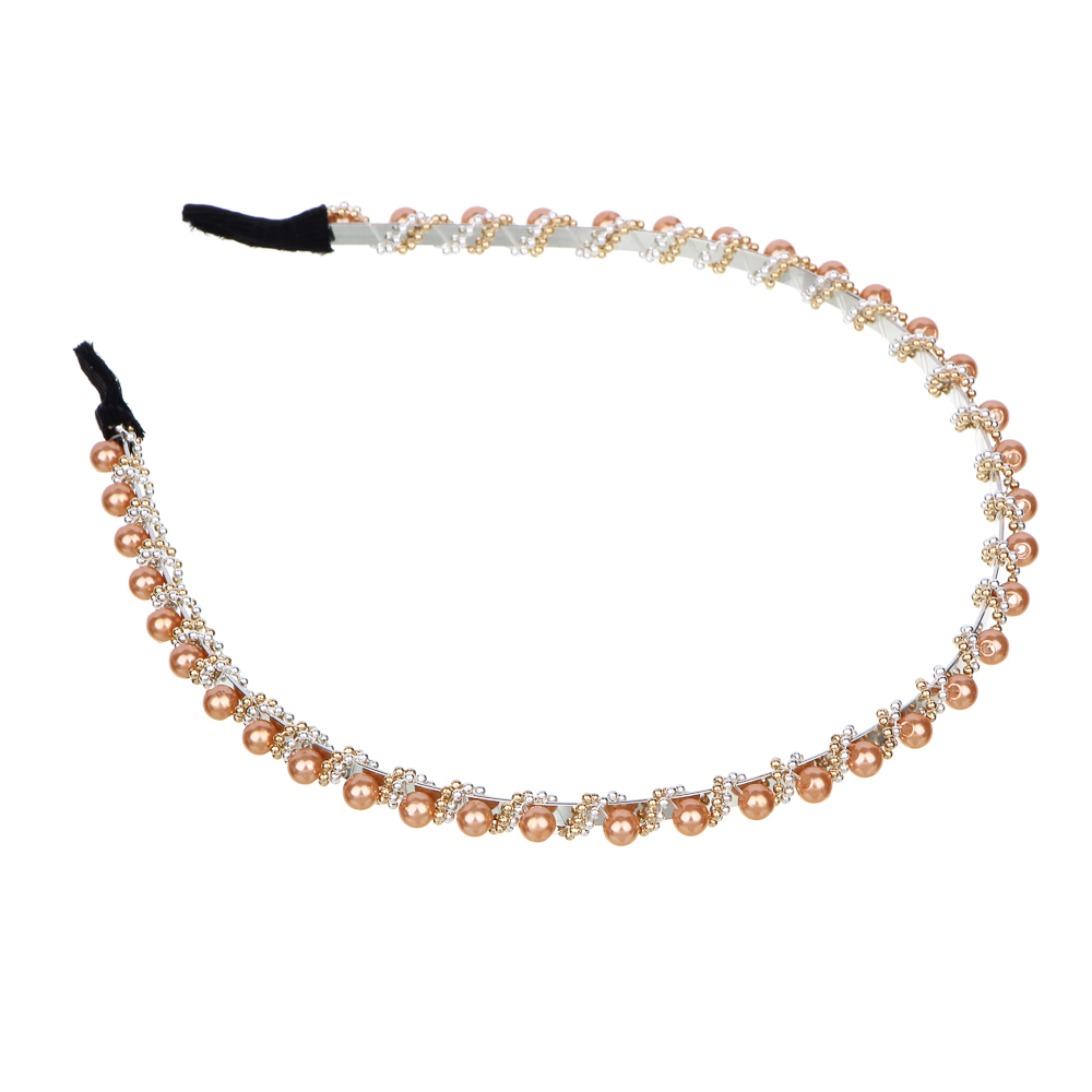 BERIOTTI Ободок "Бисерный узор", 0,5см, пластик, металл, 6 цветов, арт.№ 323-030