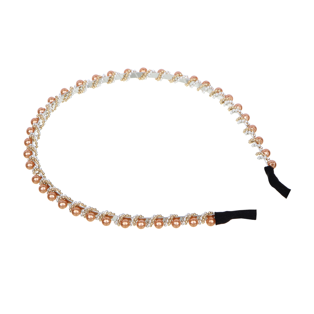 BERIOTTI Ободок "Бисерный узор", 0,5см, пластик, металл, 6 цветов, арт.№ 323-030