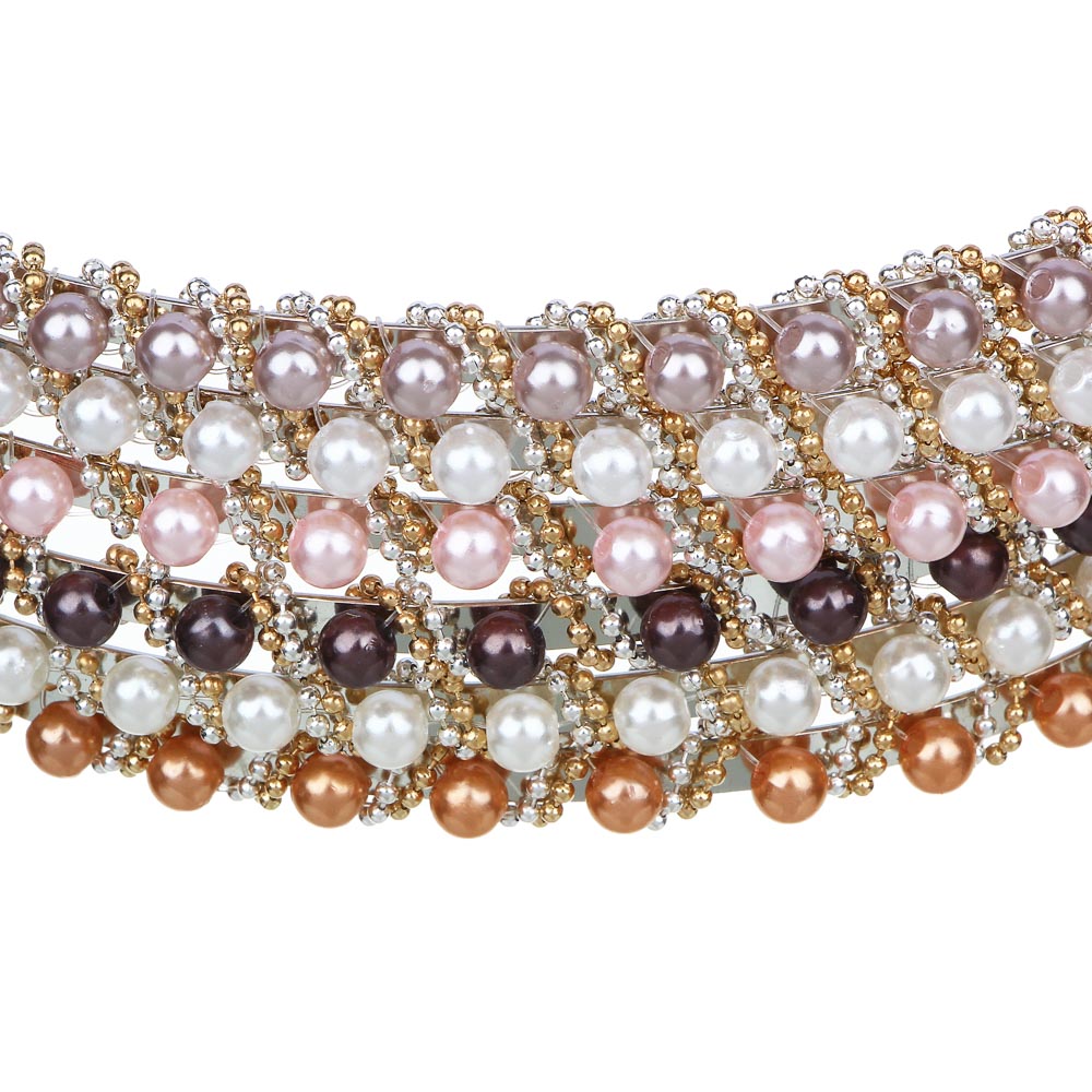 BERIOTTI Ободок "Бисерный узор", 0,5см, пластик, металл, 6 цветов, арт.№ 323-030