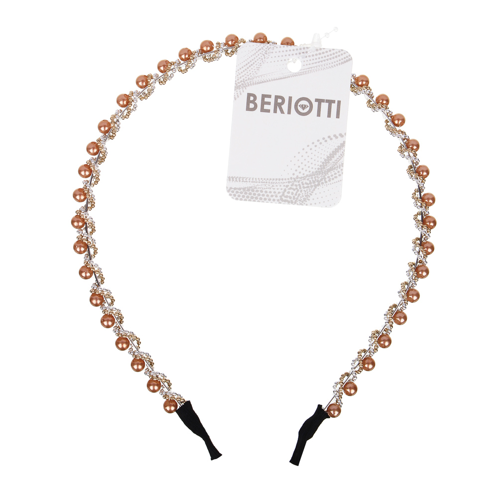 BERIOTTI Ободок "Бисерный узор", 0,5см, пластик, металл, 6 цветов, арт.№ 323-030