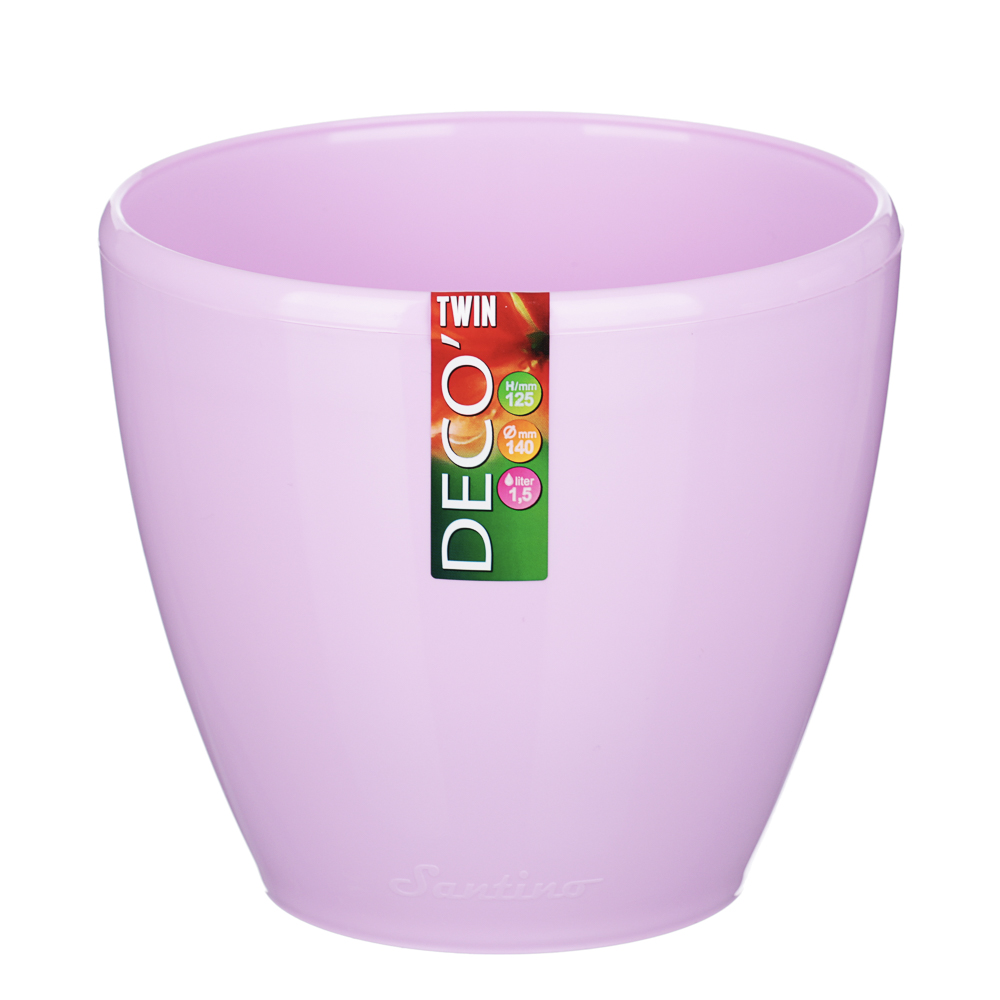 Кашпо ДЕКО ТВИН 1,5л, пластик, автополив, цвет антрацит, белый, лаванда, арт.№ 164-262