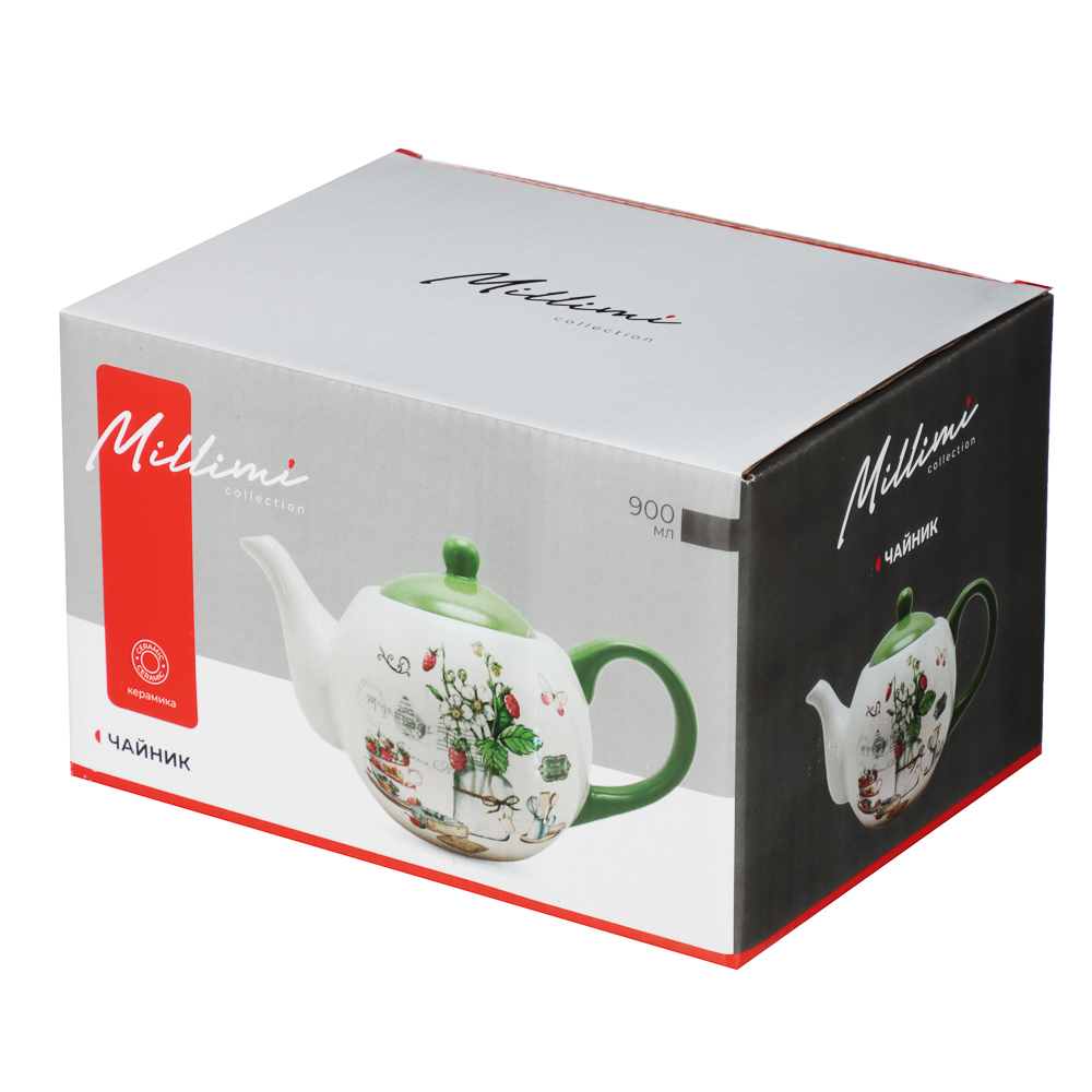 MILLIMI Земляника Чайник, 900мл, керамика, арт.№ 824-201