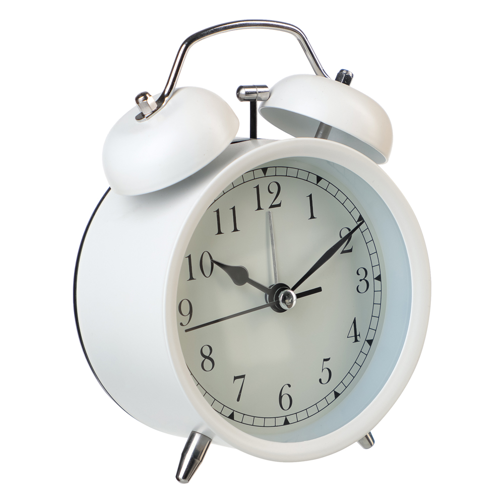 LADECOR CHRONO Будильник с подсветкой, 1xАА, 10x5,7x13,8 см, металл, белый, арт.№ 529-032