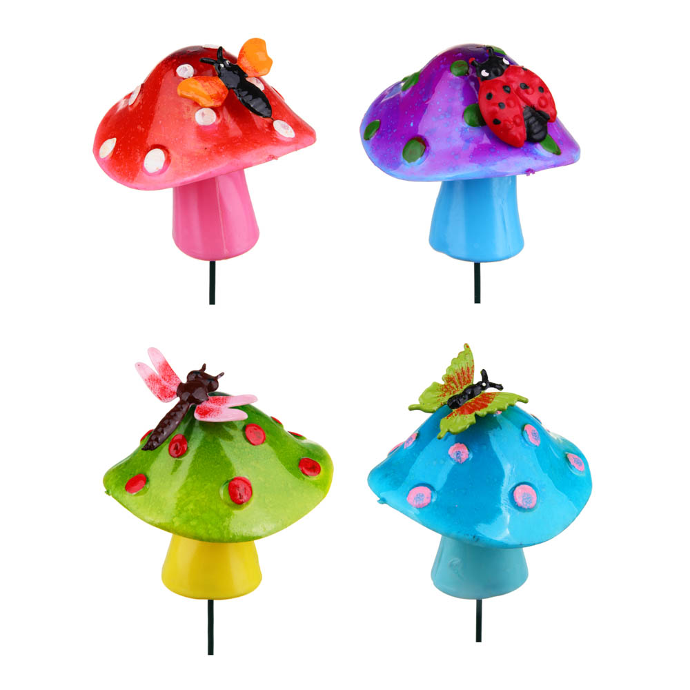 INBLOOM Фигурка на стержне Грибы 9х8х68см, металл, пластик, арт.№ 153-006