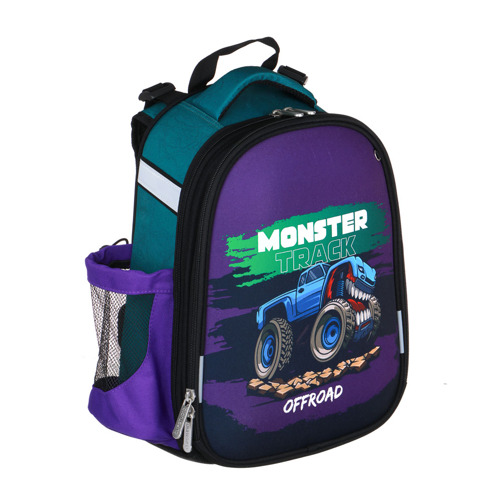 МОНСТР ТРАК Рюкзак шк.жесткий 38х28х15см, 2 отд., 2 карм., эргоном.спинка, лямки с рег.по росту, ПЭ, арт.№ 254-805