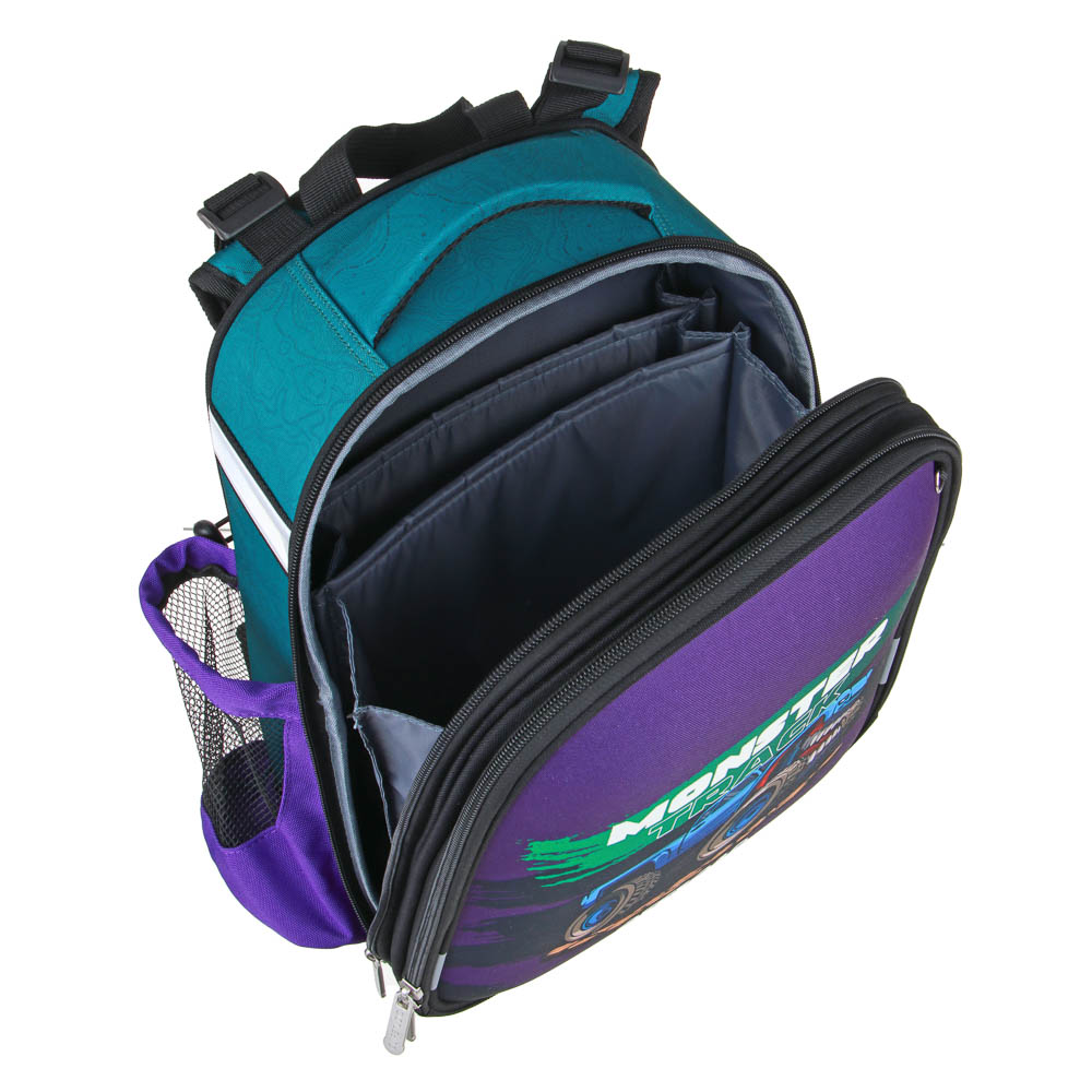 МОНСТР ТРАК Рюкзак шк.жесткий 38х28х15см, 2 отд., 2 карм., эргоном.спинка, лямки с рег.по росту, ПЭ, арт.№ 254-805