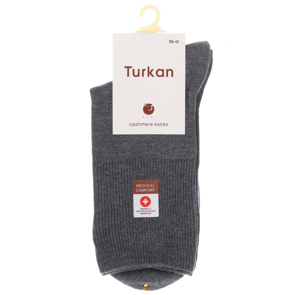 Носки женские с ослабленной резинкой,тм TURKAN,р.36-41,65%кашемир,30%хл,5%лайкра,цв. в асс-те,BX6202, арт.№ 019-672