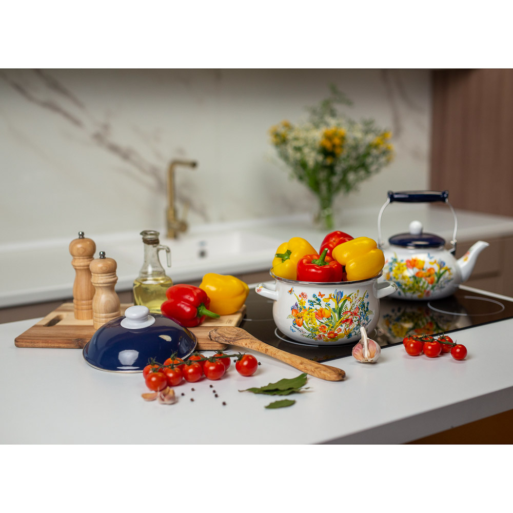 VETTA Ирисы Кастрюля эмалированная, 22см, 3,6л, индукция, арт.№ 894-493