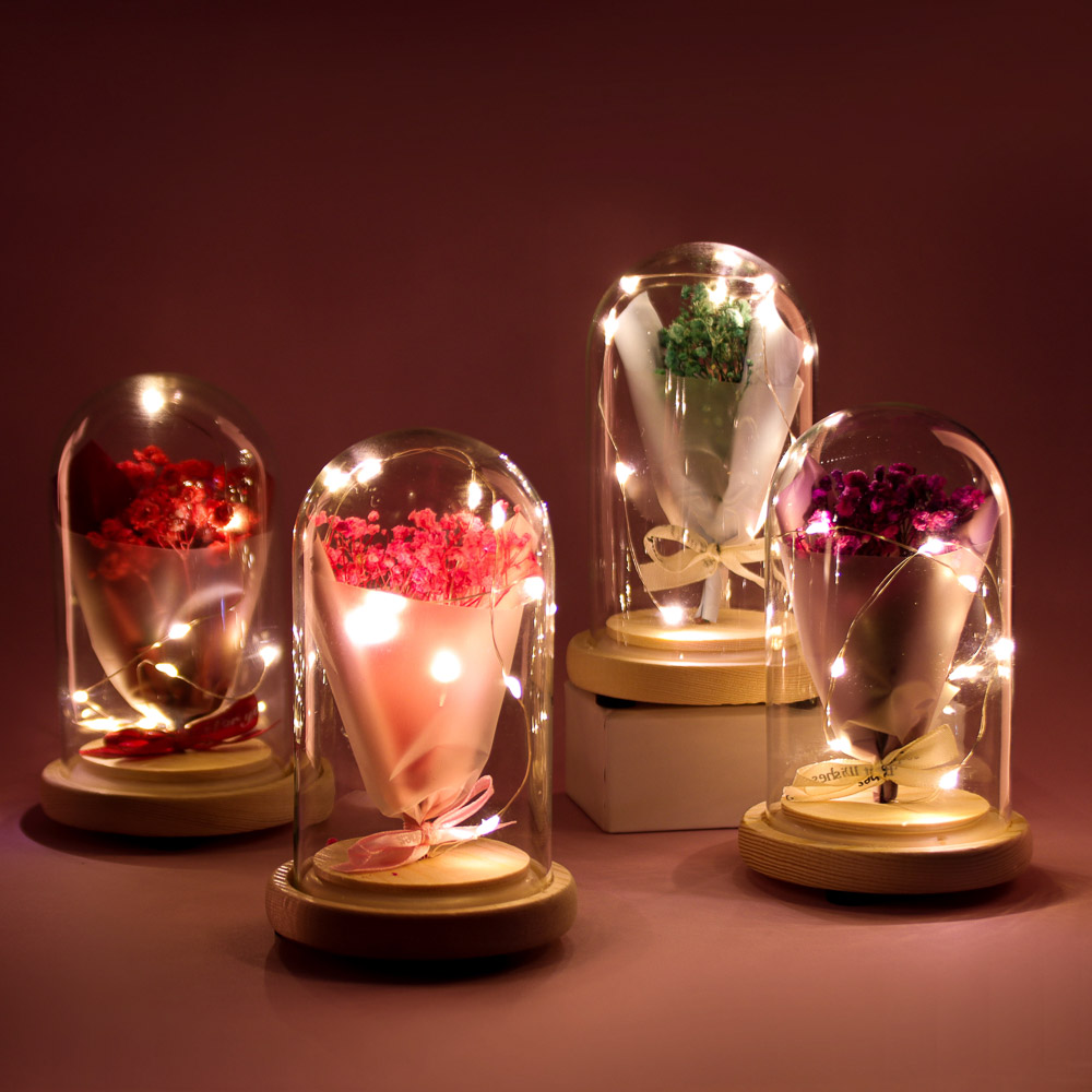 LADECOR Светильник - цветочная композиция, 15 см, 3хLR1130, 4 цвета, арт.№ 695-085