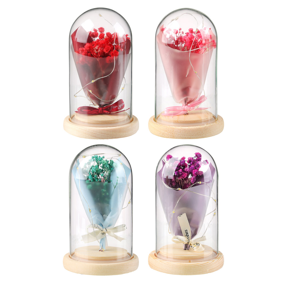 LADECOR Светильник - цветочная композиция, 15 см, 3хLR1130, 4 цвета, арт.№ 695-085