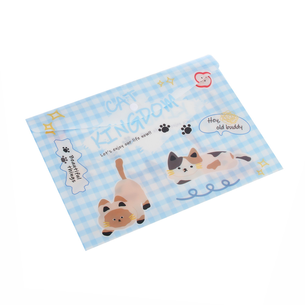 Папка с кнопкой А4 33х23см, "Единорожка/Котики", 200мкм, ПП, 2 дизайна, арт.№ 524-357