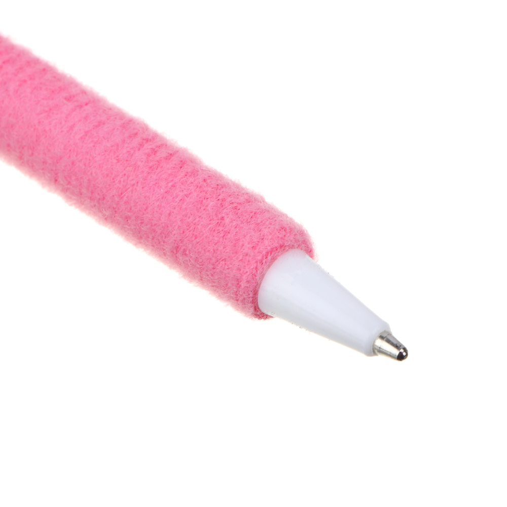 Ручка шариковая синяя в форме цветка со смайлом, мягкий корпус 18,5 см, ткань, PP, 4 дизайна, арт.№ 526-020