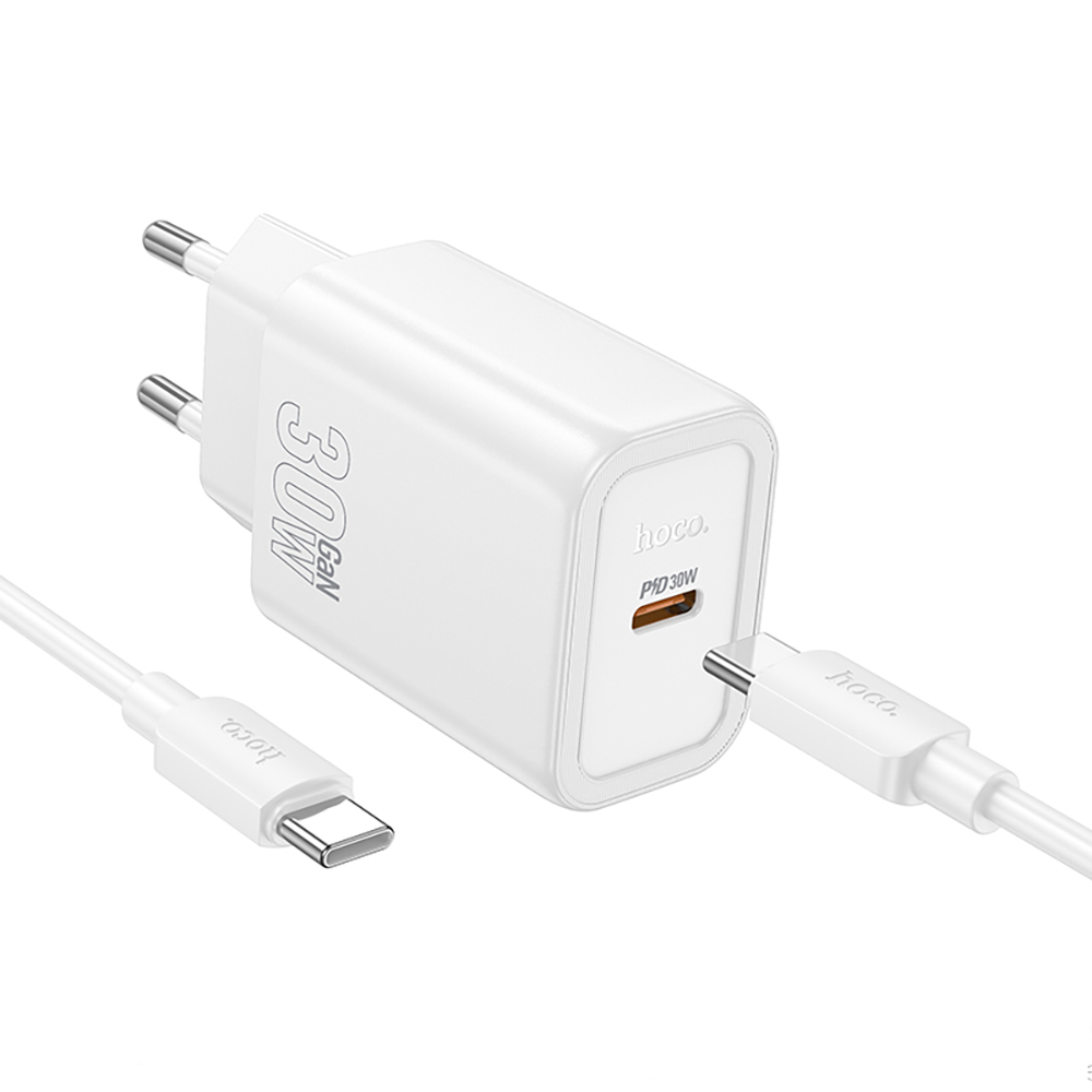 Комплект СЗУ hoco. модель N62, USB-C, PD30Вт, каб. C-C, белый, арт.№ 916-339