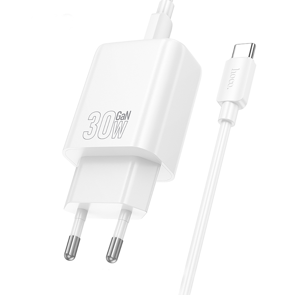 Комплект СЗУ hoco. модель N62, USB-C, PD30Вт, каб. C-C, белый, арт.№ 916-339