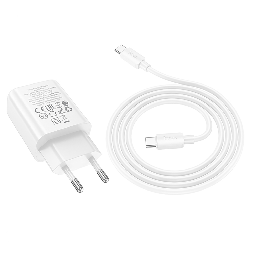 Комплект СЗУ hoco. модель N62, USB-C, PD30Вт, каб. C-C, белый, арт.№ 916-339