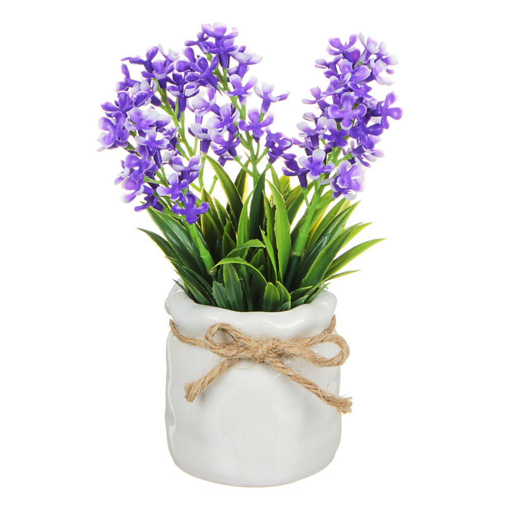 LADECOR Цветы в горшке 15,5х8х8см, полиэстер, керамика, 3 цвета, 2 вида, арт.GRSH-2, арт.№ 501-385