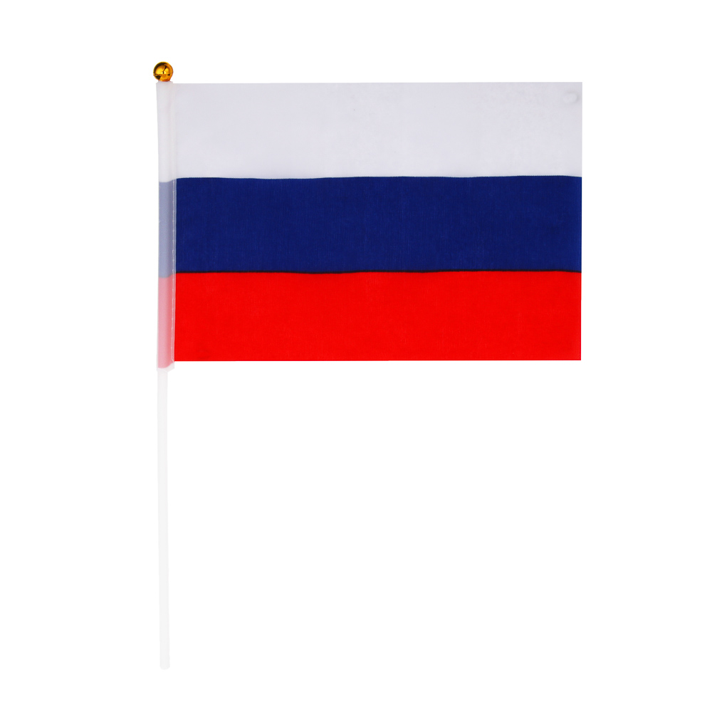 Флаг Россия малый тм Мечтай, 14х21 см, шток 30 см, арт.№ 585-086