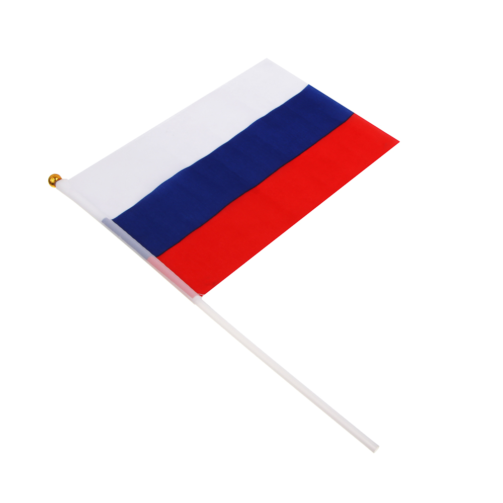 Флаг Россия малый тм Мечтай, 14х21 см, шток 30 см, арт.№ 585-086