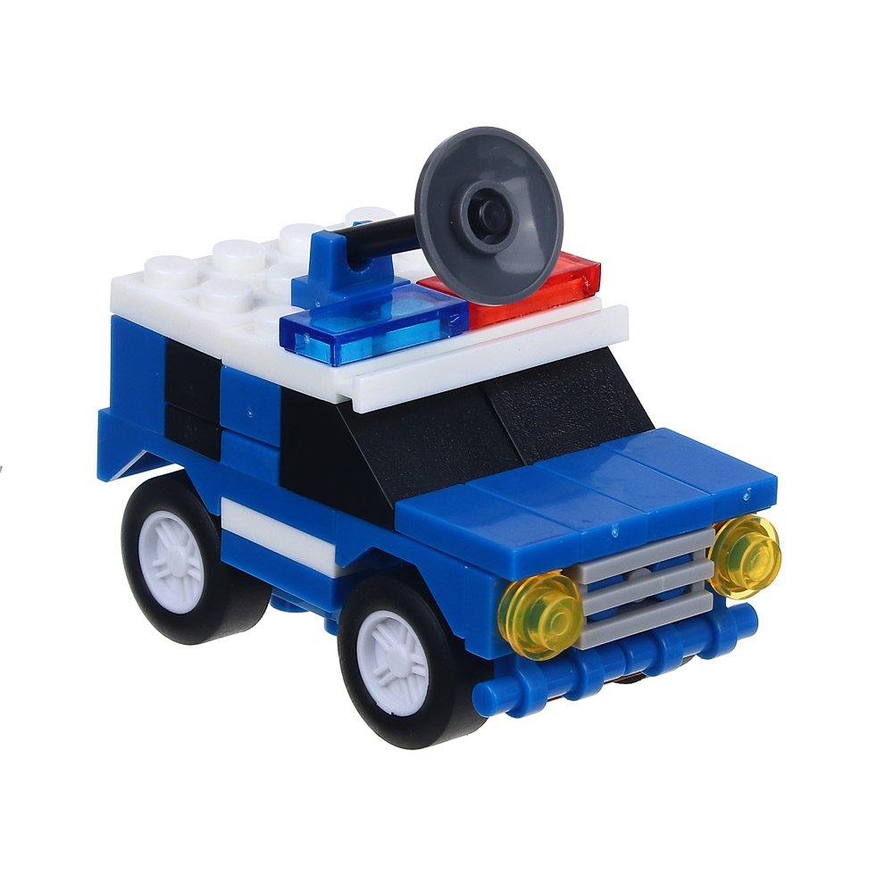 ИГРОЛЕНД Конструктор машинка полиция-трансформер "Город", 47 дет, пласт, 10х7х4см, 4 диз, арт.№ 265-588