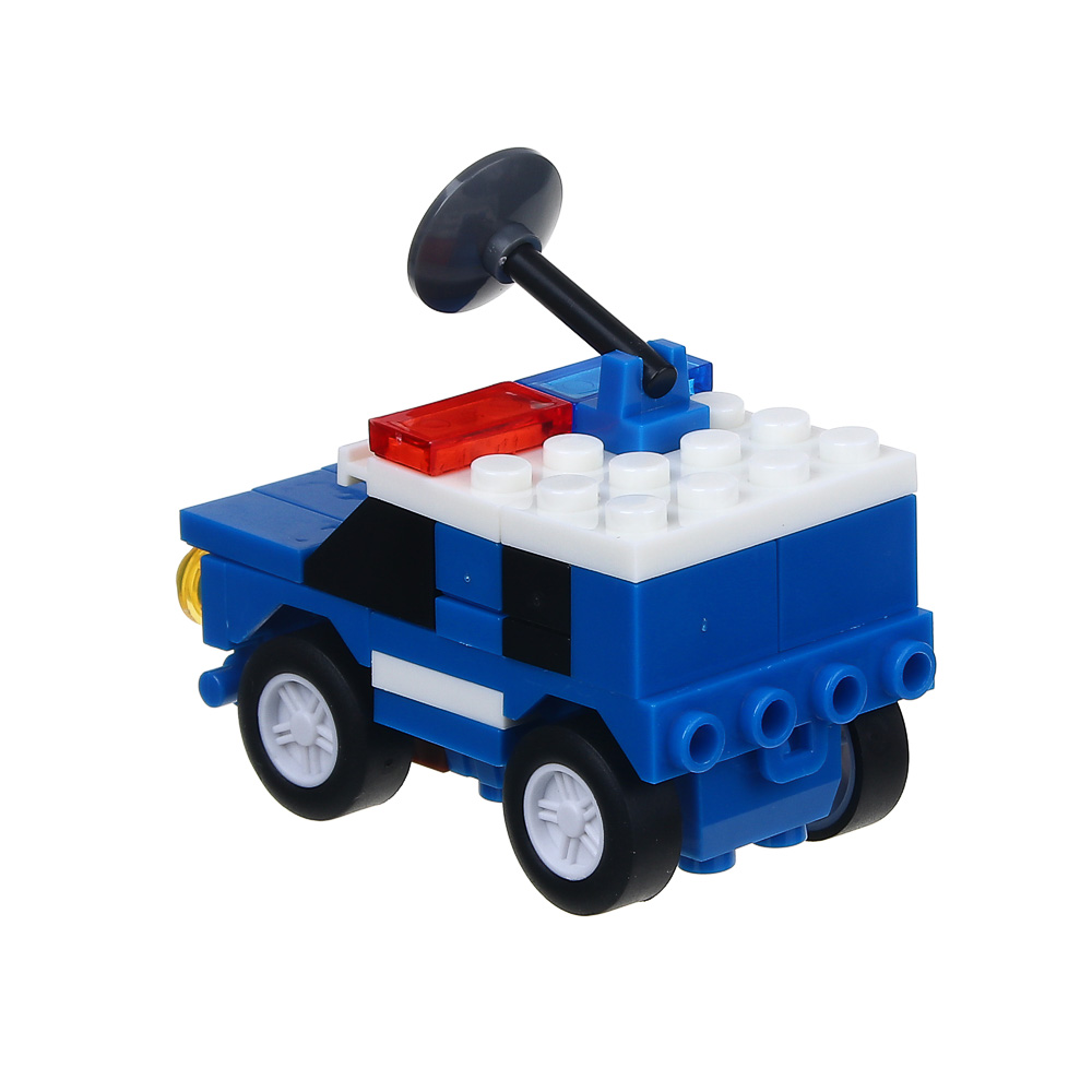 ИГРОЛЕНД Конструктор машинка полиция-трансформер "Город", 47 дет, пласт, 10х7х4см, 4 диз, арт.№ 265-588