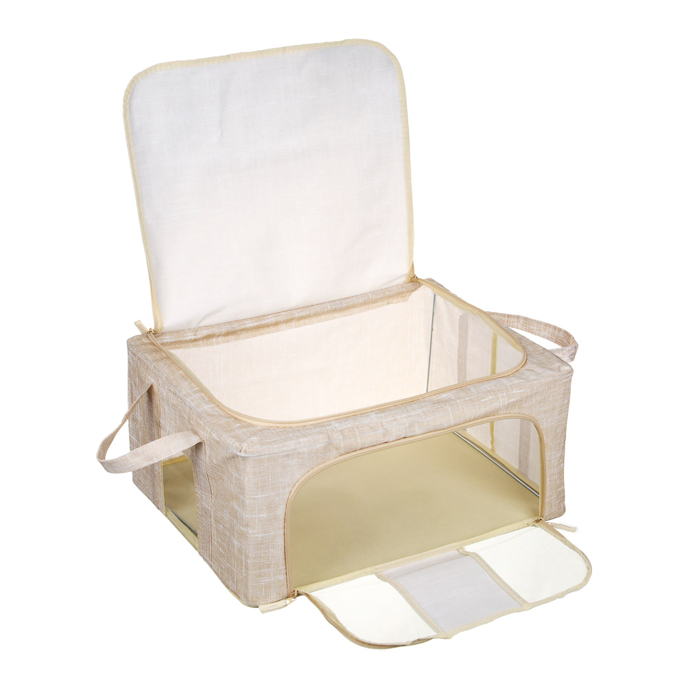 Короб жесткий тм VETTA ЛЁН, складной метал.каркас,полиэстер, 50х40х22см, бежевый, арт.№ 457-643