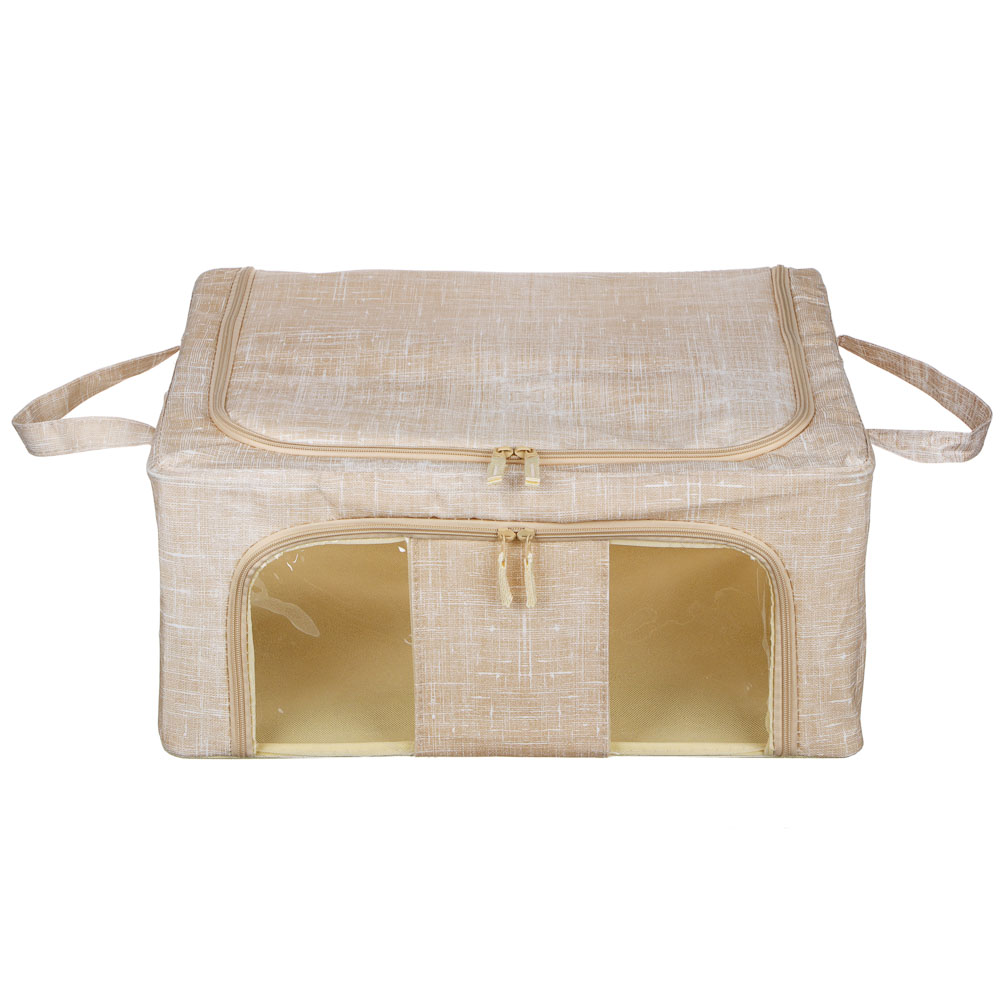 Короб жесткий тм VETTA ЛЁН, складной метал.каркас,полиэстер, 50х40х22см, бежевый, арт.№ 457-643