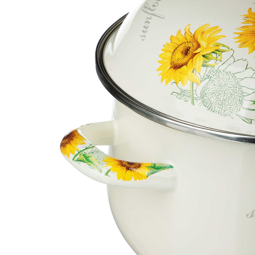 VETTA Подсолнухи Кастрюля эмалированная, 22см, 3,6л, индукция, арт.№ 894-522