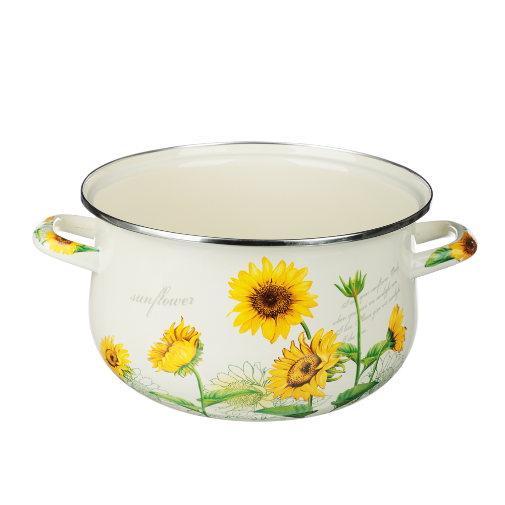 VETTA Подсолнухи Кастрюля эмалированная, 22см, 3,6л, индукция, арт.№ 894-522