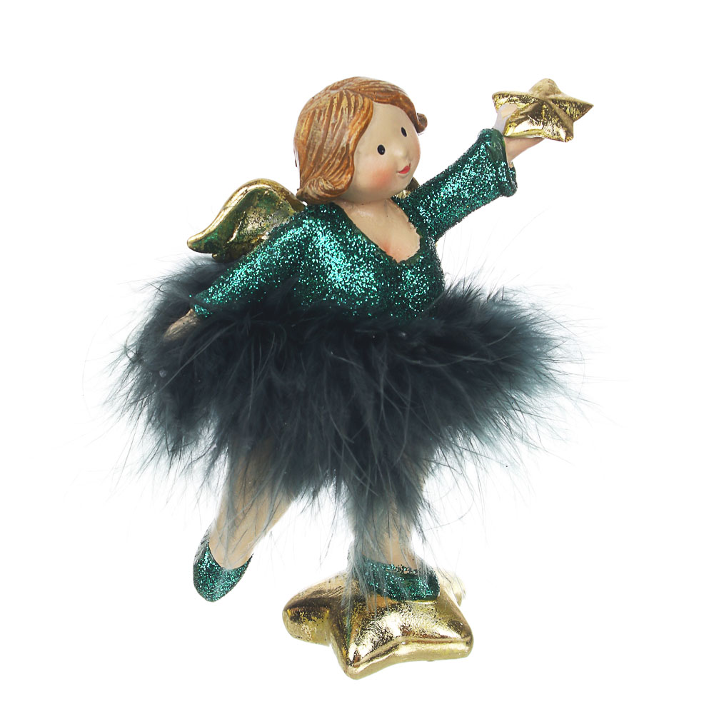 СНОУ БУМ Сувенир "Фея в зеленом платье", полистоун, полиэстер, 13см, 2 дизайна, арт.№ 396-628