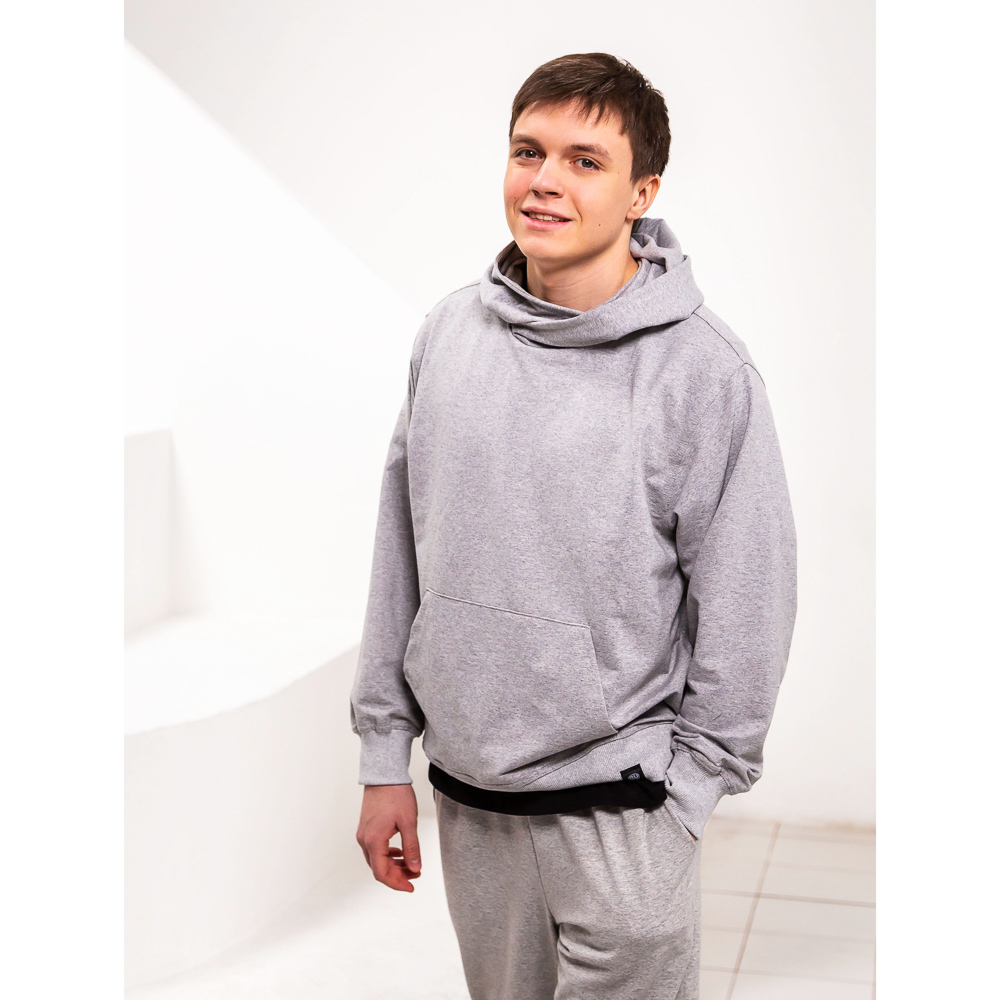 BY Basic Толстовка мужская, хлопок, цвет серый, размер M, арт.№ 833-153