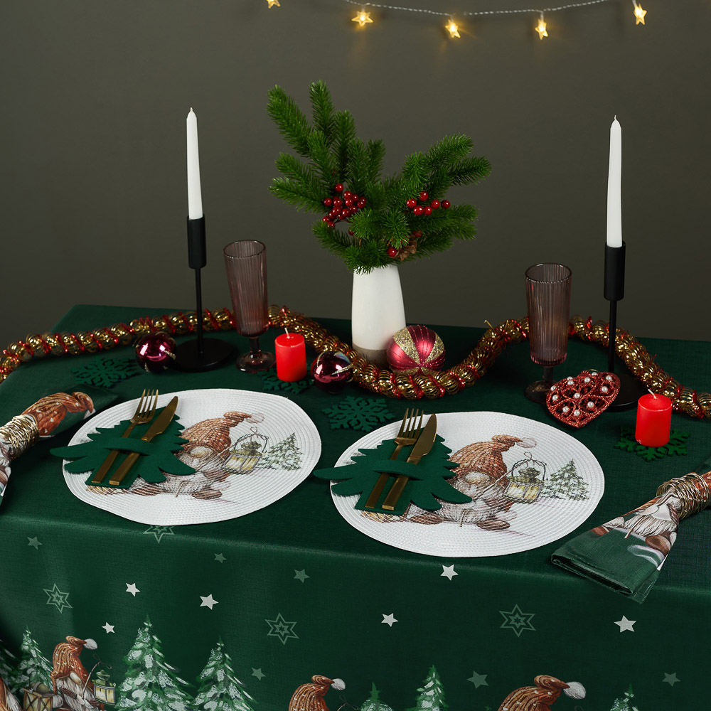 PROVANCE Фелиз Скатерть текстильная с водоотталкивающей пропиткой, 140x180см, 100%полиэстер, зеленый, арт.№ 492-197