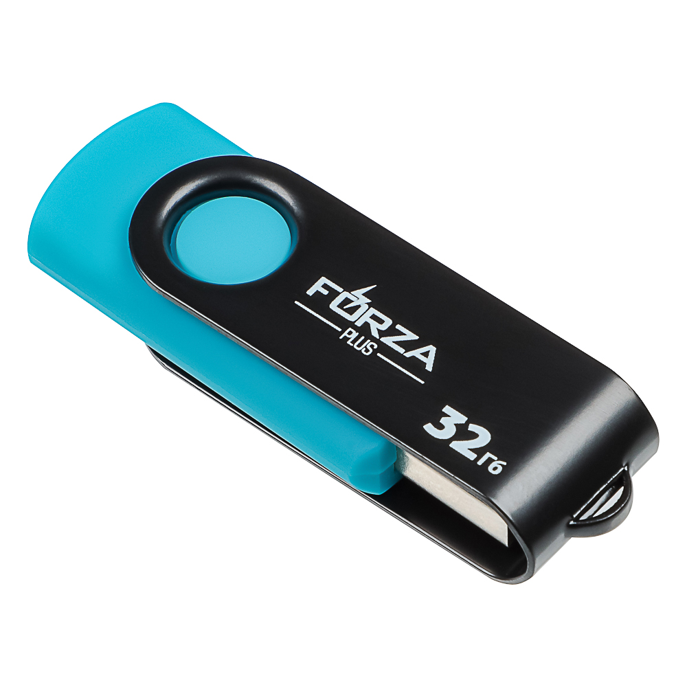Флеш-карта USB2.0 FORZA 32Гб, 6 класс, матовое покрытие, блистер, пластик, черный/синий, арт.№ 405-098