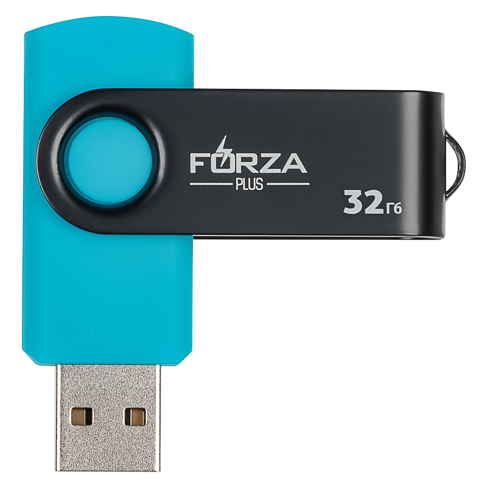 Флеш-карта USB2.0 FORZA 32Гб, 6 класс, матовое покрытие, блистер, пластик, черный/синий, арт.№ 405-098