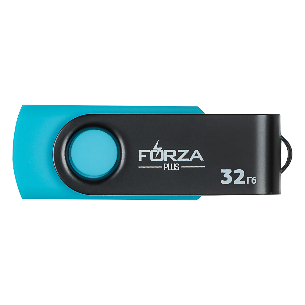 Флеш-карта USB2.0 FORZA 32Гб, 6 класс, матовое покрытие, блистер, пластик, черный/синий, арт.№ 405-098