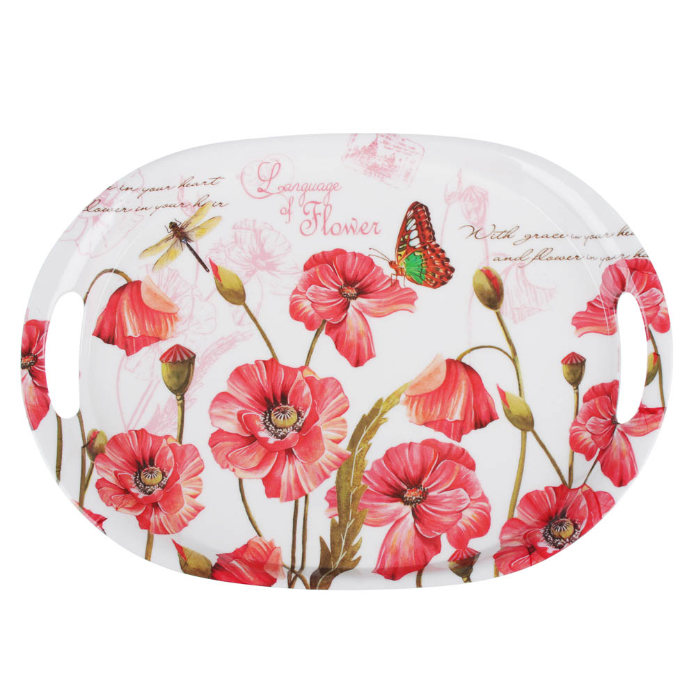 VETTA Маки Поднос овальный, пластик, 33х23,5х2,8см, арт.№ 862-386