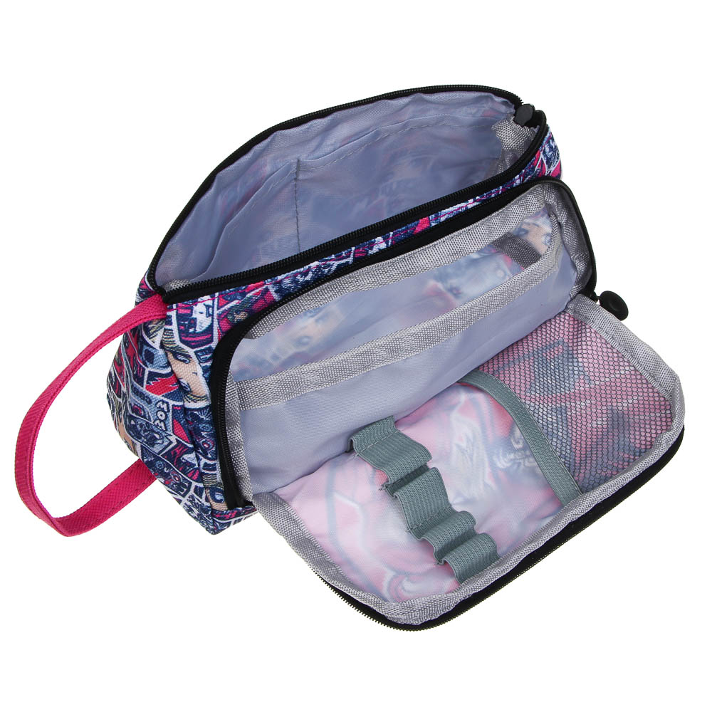 Пенал школьный треугольный 20,5х10х8 см, "Аниме", 2 отделения, полиэстер, объемный до 70 предметов, арт.№ 524-247