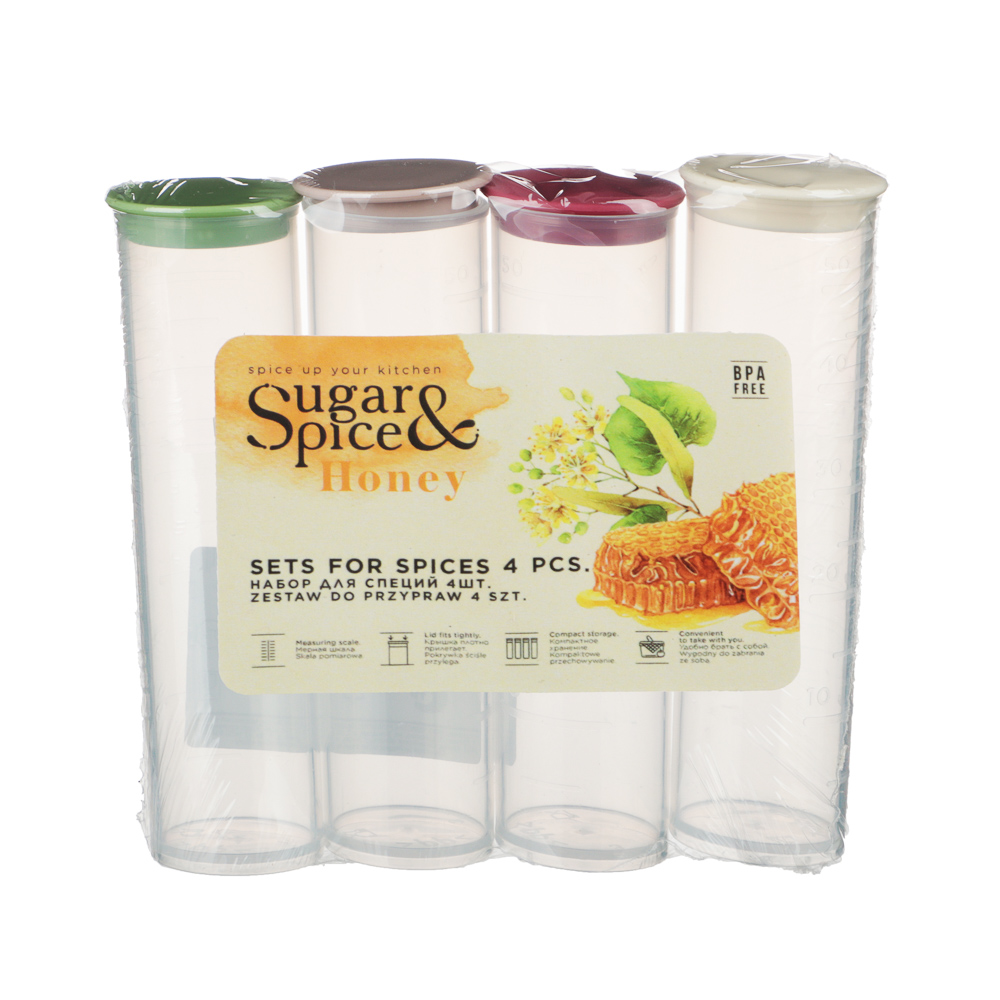 Набор для специй Sugar&Spice Honey 4шт х 50мл, пластик, арт.№ 861-355