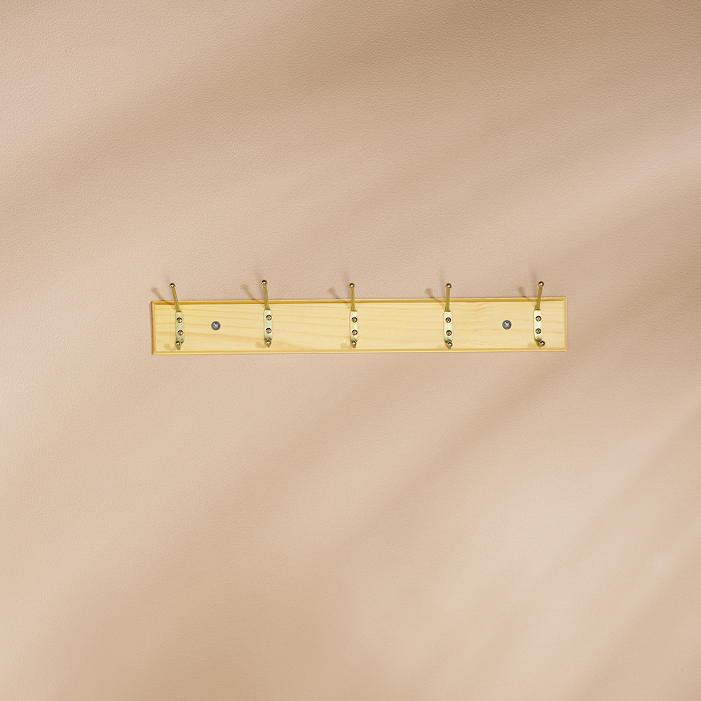 VETTA Вешалка настенная, 5 двойных крючков, 49х6,5см, дерево, металл, арт.№ 465-169