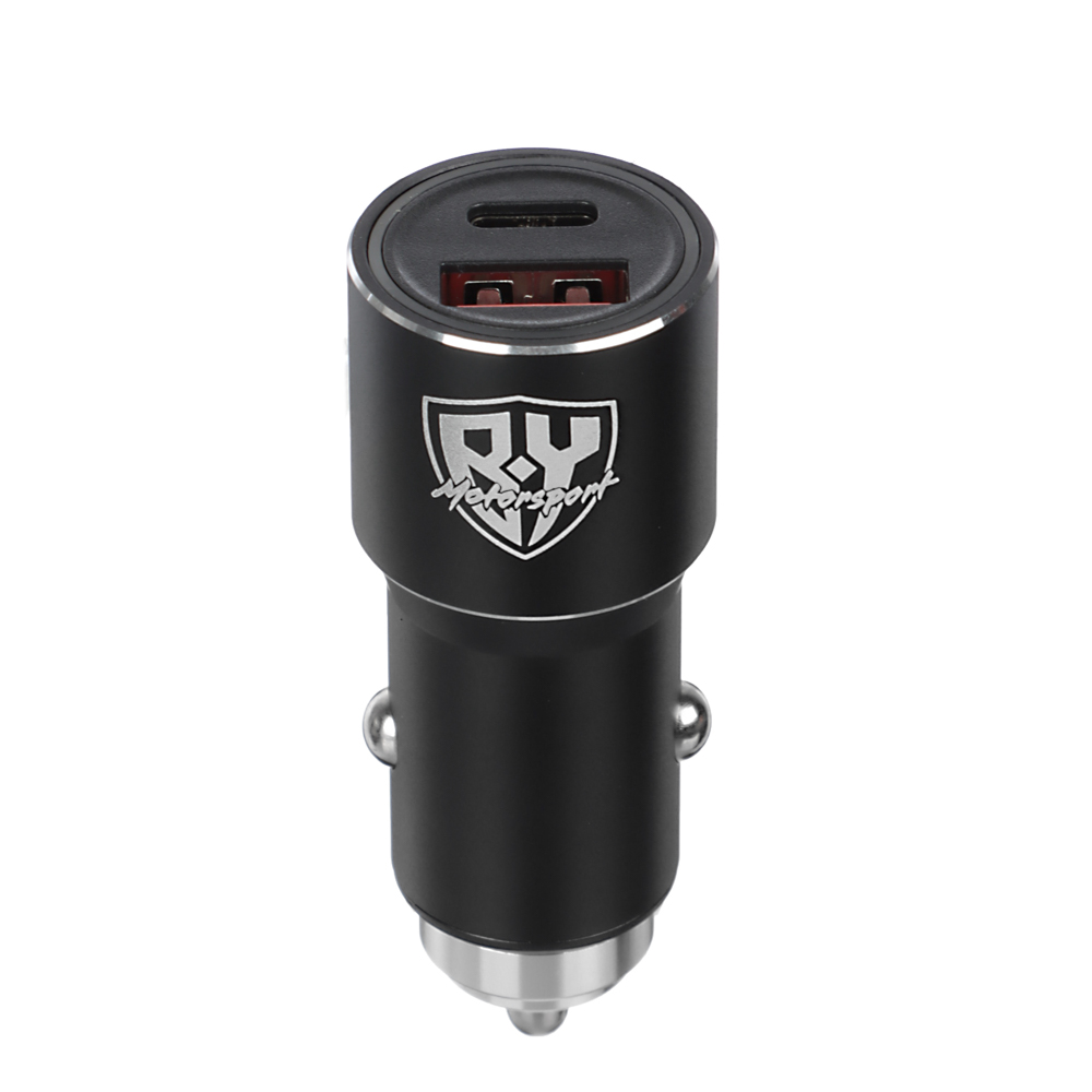 Автомобильное зарядное устройство BY Motorsport, Type-C/USB, 3А, 12В, Быстрая зарядка QC3.0, металл, арт.№ 738-029