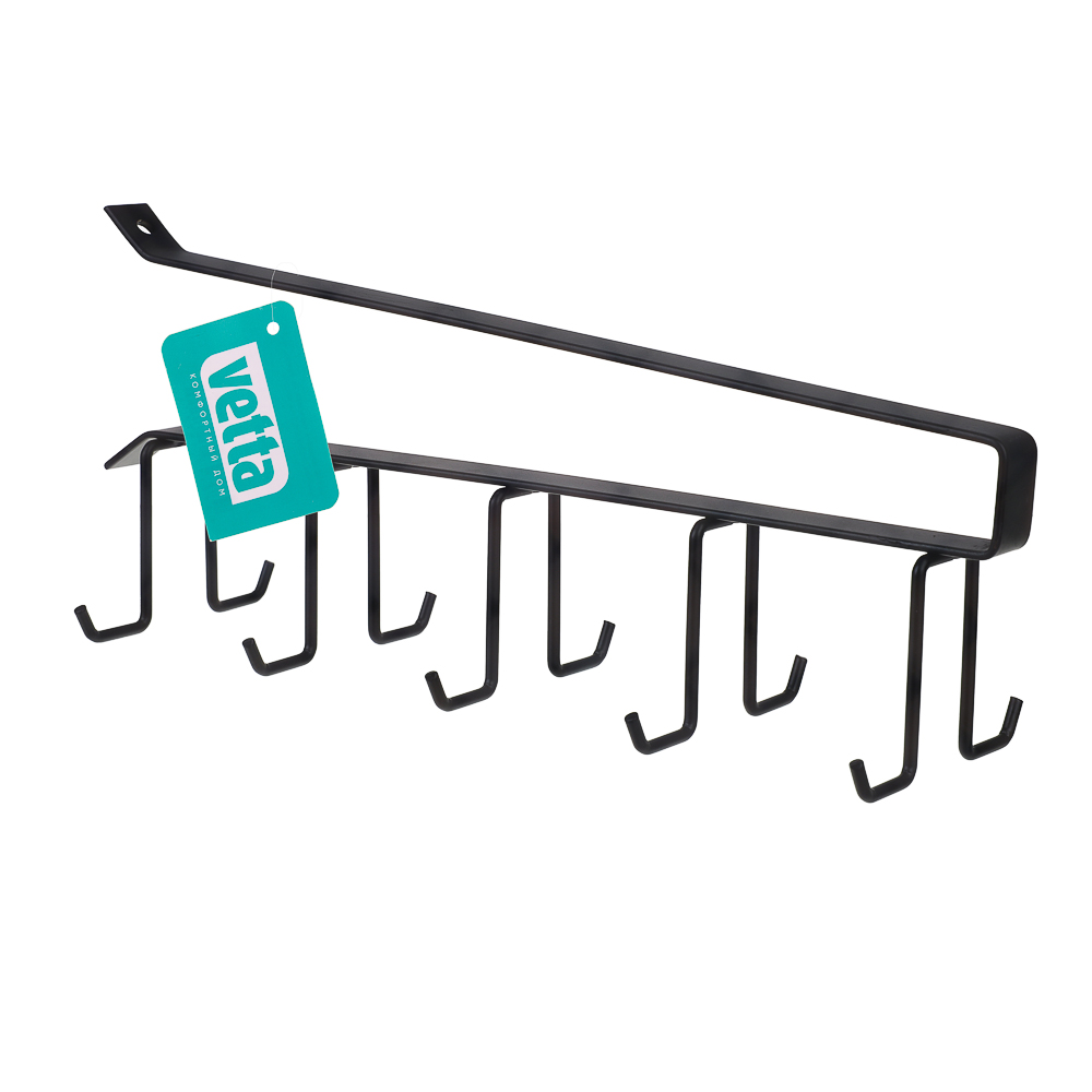 Вешалка подвесная на полку тм VETTA, 26х7см, 10 крючков, металл, арт.№ 481-058