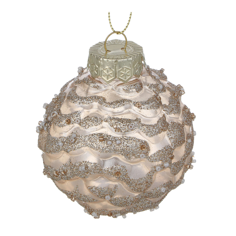 СНОУ БУМ Шар пластик 8 см, жемчужный, с глиттером, арт.№ 373-640