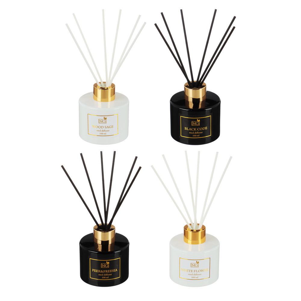 NEW GALAXY Ароматизатор диффузор "LUX",100 мл.4 шт.(wood sage,white flower, black code, pear&freesia, арт.№ 778-147