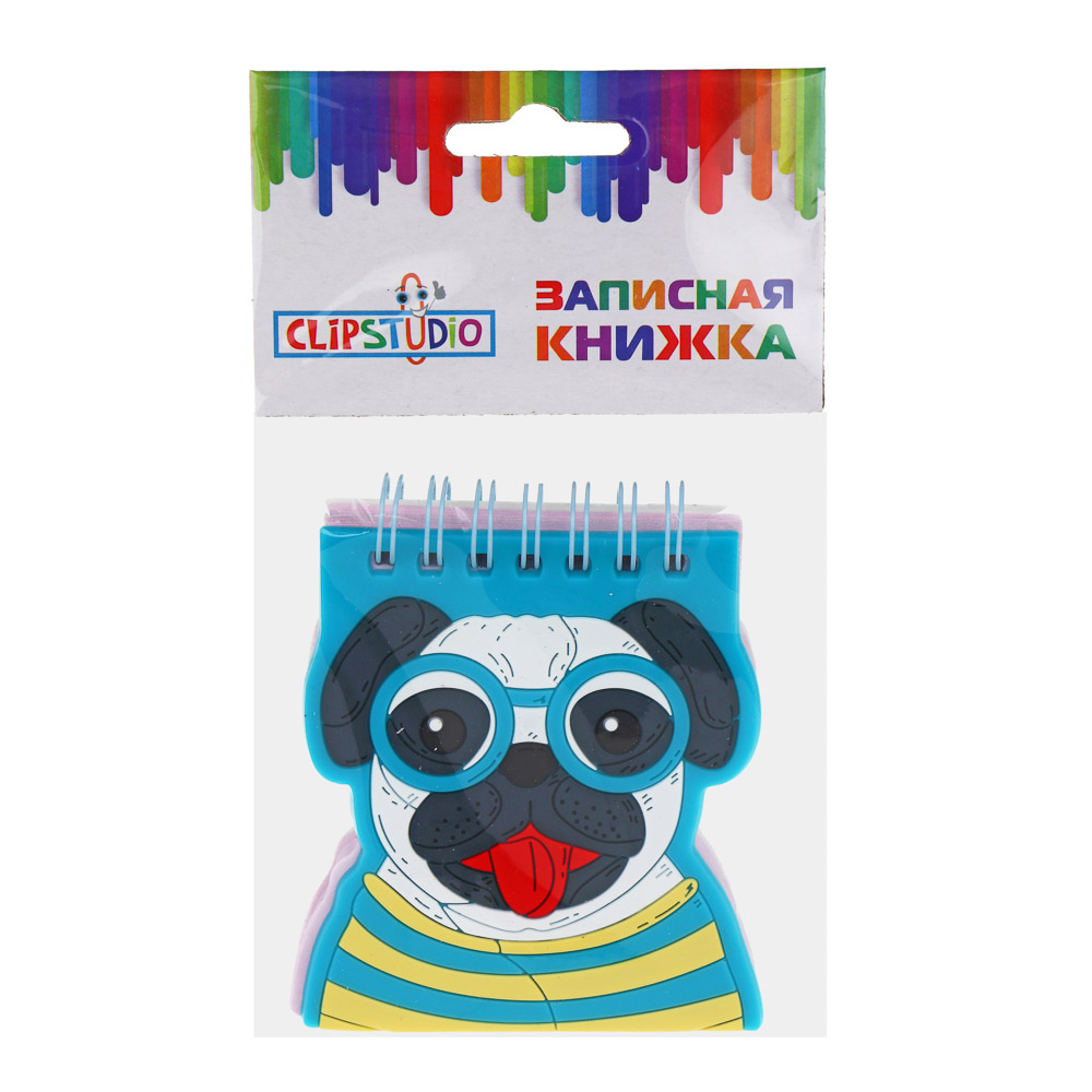 ClipStudio Записная книжка фигурная, 6,6-8,5x8,5-9,4 см, 80л.,облож. силикон,спираль,цв.листы,4 диз., арт.№ 557-016