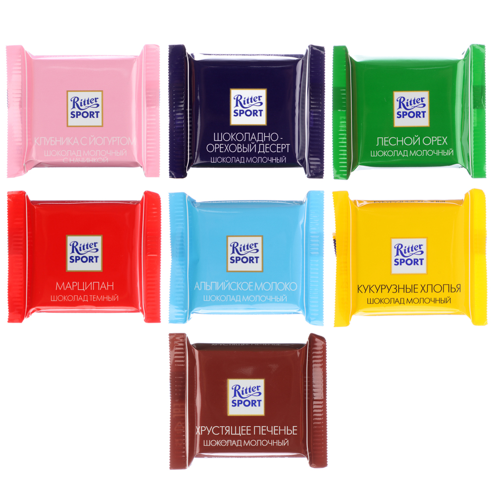 Шоколад Ritter Sport mini Яркая коллекция, 15г, 7 вкусов, арт.№ 347-007
