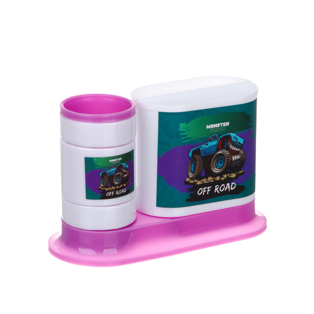 МОНСТР ТРАК Органайзер канц. 4 отд., 7 пр.:(ножн., 2 кар., точилка, трафарет, линейка, подст.), пл., арт.№ 234-054