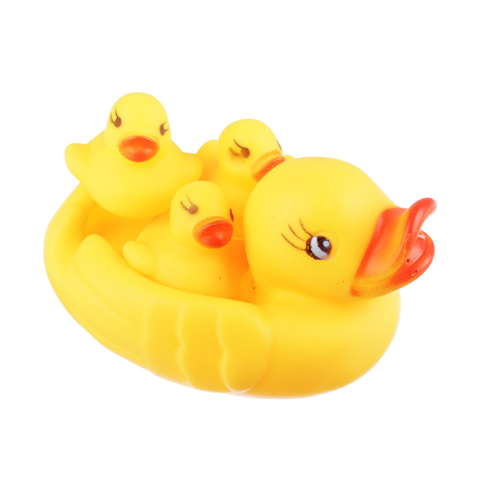 ИГРОЛЕНД Набор фигурок-пищалок "Уточка", 4шт, резина, 10х8х7см, арт.№ 262-136